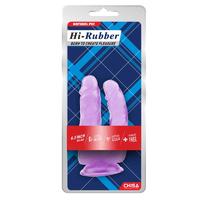 Hi-Rubber Şeffaf Jel İkili Dildo - 18cm Mor